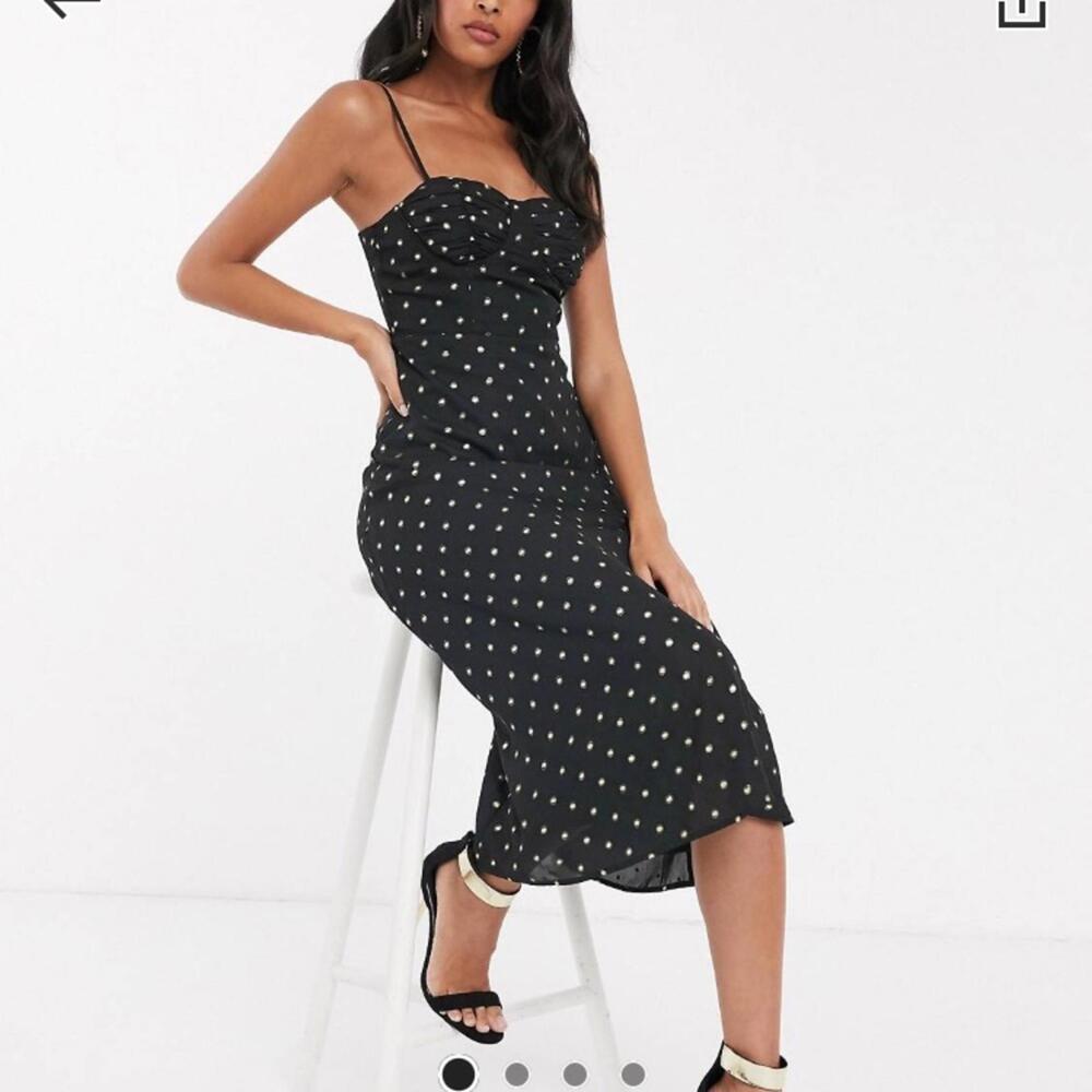 ASOS Black Polka Dot Midi Dress
